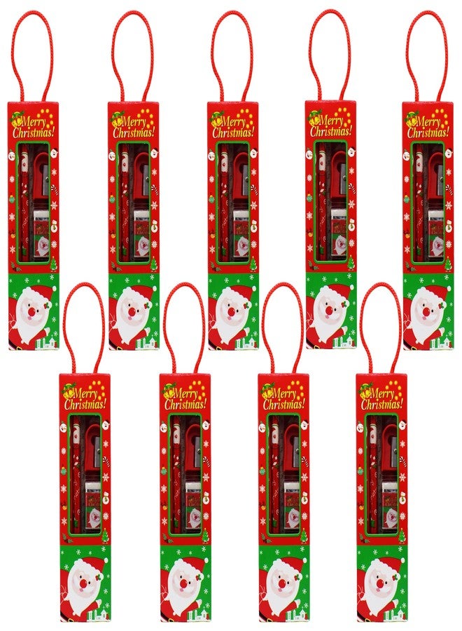 Asera مجموعة هدايا قرطاسية عيد الميلاد من أسيرا بتصميم سانتا كلوز، مناسبة لحفلات أعياد ميلاد الأطفال (مجموعة من 9 قطع) - Image 1